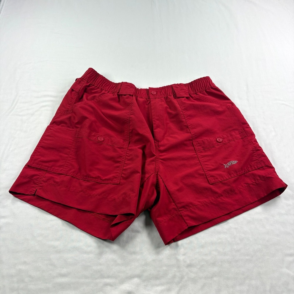 Aftco Shorts Mens 38 Red Cargo Fishing Stretch Performance Nylon Preppy